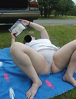 Sexy moms posing completely naked in public!