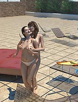 Two mature lesbians having sex in the open air